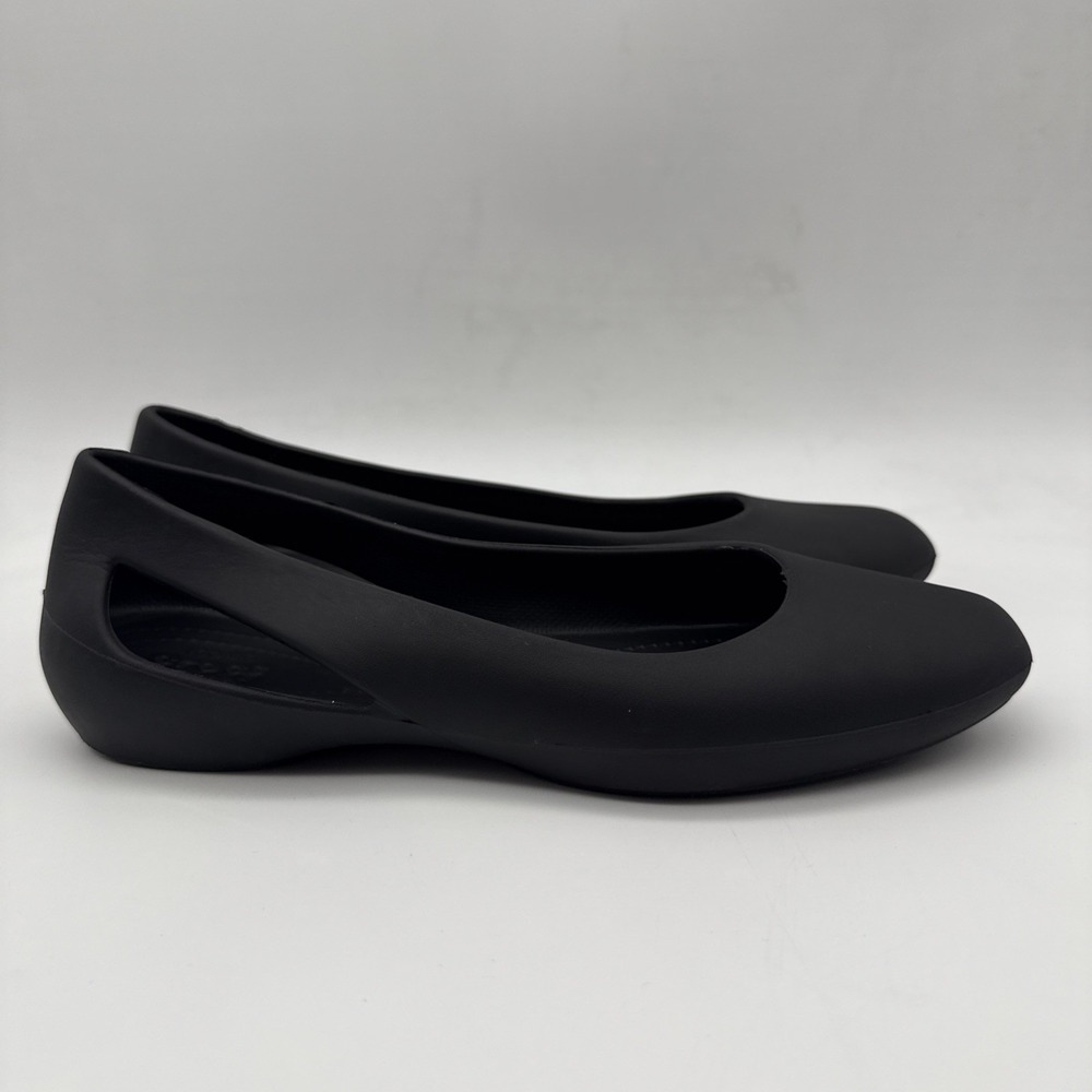 Crocs Serena Flat Black Womens Shoes 205873 Cut Out Ballet Flats Size W9